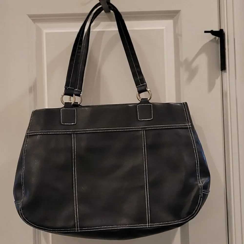 Lancome saddle stitched black purse - Picture 2 of 9